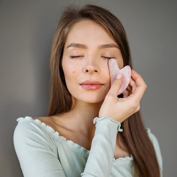 Gua Sha-sten för ansiktsmassage - Rosa