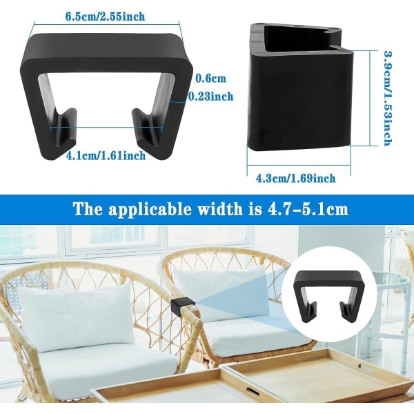 Galaxy 12 stk. Møbelklemme Havemøbler Fastgørelsesklemme Fletværk Have Plastmøbel Clip Connector˜QD