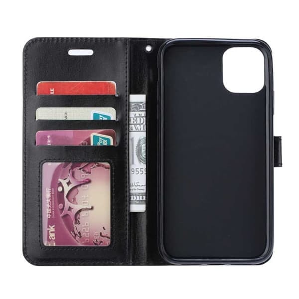 iPhone 13 Mini Lommeboketui Svart Lær Skinn Etui_qq