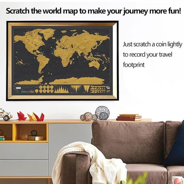 Skrabekort / Scratch Map / Verdenskort - 42 x 30 cm