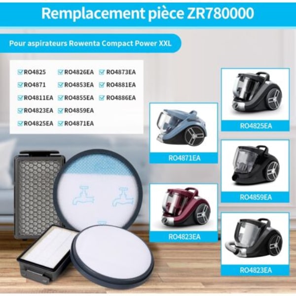 QQU-Suodattimen vaihtosarja Rowenta Compact Power XXL -imurille, korvaa osan ZR78000 RO4811EA RO4825EA RO4853EA RO4855EA