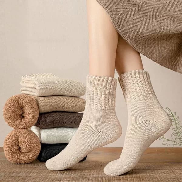 5 par fleece knæstrømper, uld, termiske vinterstrømper, ekstra varme