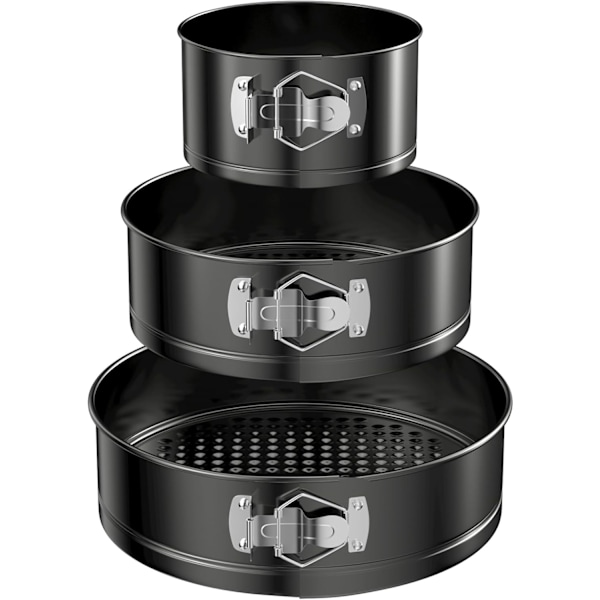 QU*3 Stycken Öppningsbar Tårtform, 12/18/22 cm Rund Bakform, Kakform, Non-Stick Tårtformar Med Löstagbar Botten, Bakform, För Tårta, Quiche
