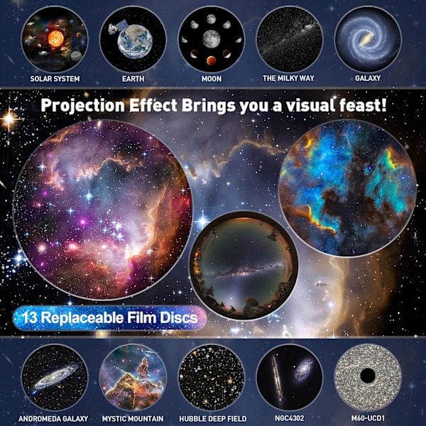 13-i-1 Galaxprojektor nattlampa, stjärnhimmel nattlampa projektorlampa, månlampa för barn vuxna tak sovrum