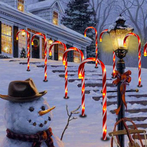 Julgransljusslinga med pepparkaksform, solcellsdriven, juldekoration för hemmet, nyår, solcellslampa för gräsmattan, utomhusbelysning för jul˜QD