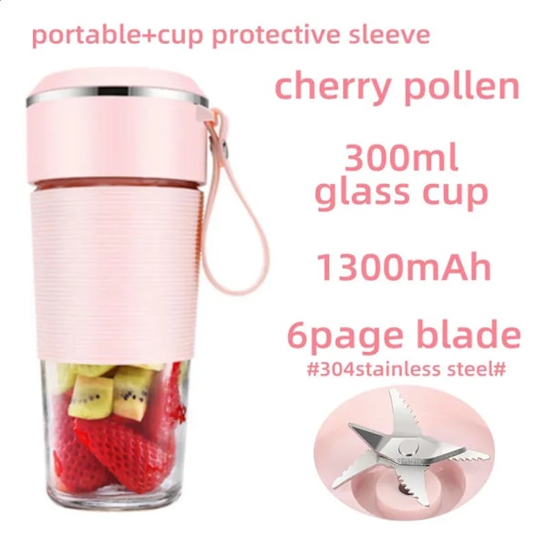 QU.Portabel Juicepress USB Uppladdningsbar Trådlös Mini Smoothie Blender Mixer Fruktjuice Maker Elektrisk Juicepress Maskin Glas Kopp 250325