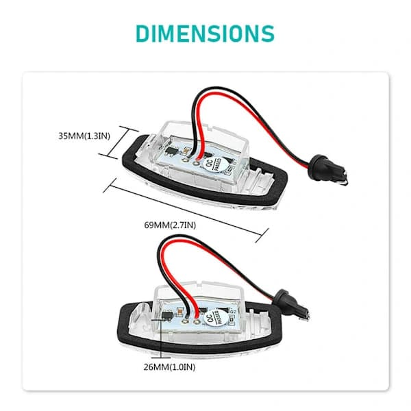 2 stk. LED-nummerpladelys til HONDA CivAccord Pilot Odyssey