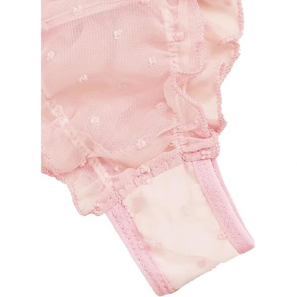 Dame selvbindende plissert jacquard mesh undertøysett sexy BH og truser