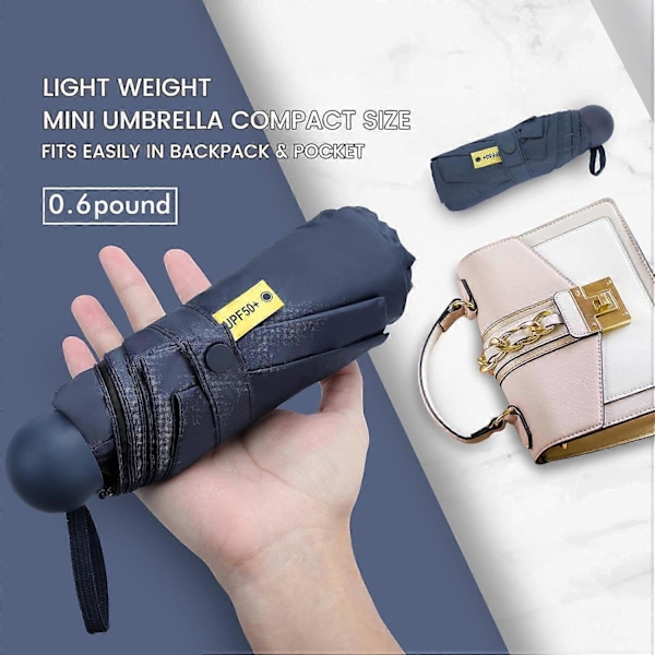 Mini Sammenfoldelig Rejseparaply - 8 Paraplyer Små UPF50+ UV Beskyttelse mod Sol og Regn med Kapselboks_ufo