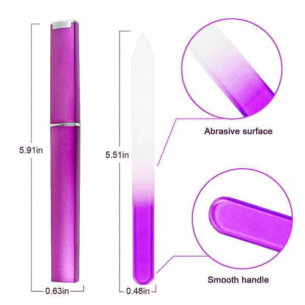 QU/4-delars set glasnagelfilar professionella gradientfärgade kristallnagelfilar med fodral dubbelsidiga nagelfilar nagel-/tånagelvårdsverktyg