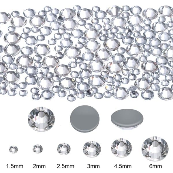 \"QD\" 2000 stycken Hot Fix Glas Strass - Kristallpärlor (Klar)