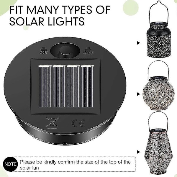 QD-6 stk Solcellelys Erstatningstopp 7 Solcellelykt Deler LED Solpanel Lykt Lokk Lampe for Utendørsbruk