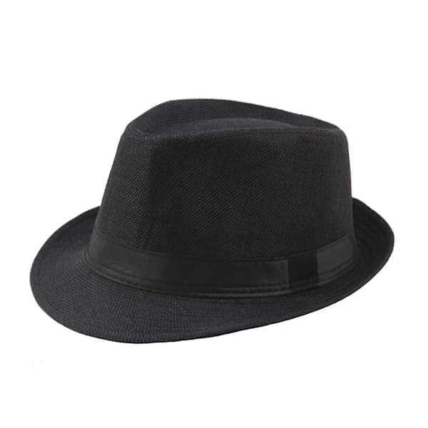 Herr Solid Farve Bred Skygge Fedora Filt Hat Panama Hat Bådsmand Sommer Strand Solhat Sort