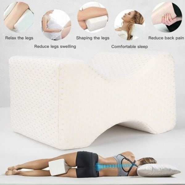 #QD# Ortopedisk knäkudde, Ergonomisk benkudde för höfter, rygg, ben, knän, idealiskt val för sidosovare - Vit