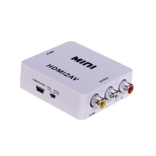 HDMI til AV-adapter - (3x RCA) NTSC / PAL-kompatibel - Hvit