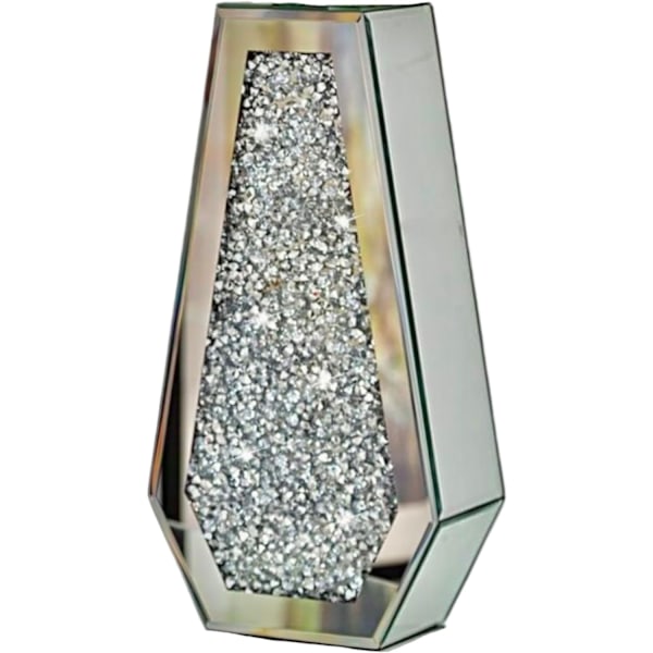 QU*Krossad diamant spegelvänd silver blomvas, glittrande heminredning 40 cm inomhusvas