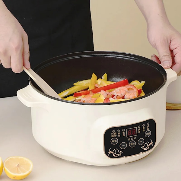 QU.Elektrisk Multikokare 220V Non-stick Multifunktionell Matlagningsmaskin Hotpot Nudlar Ägg Soppa Ångkokare Ris Kokare För Hemmet
