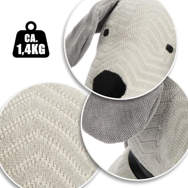 QU*COM-FOUR dørstopper, tung dørholder, søtt hundedesign, funksjonelt levende tilbehør, stopper for vinduer og dører, perfekt for trekk (Hunden Emma)