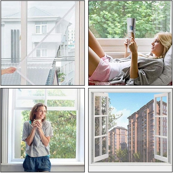 \"QD\" Ikkunaverkko, 3 kpl kärpäsverkko ikkuna DIY itseliimautuva hyönteisverkko verho hyönteis- ja mehiläissuoja 130x150 cm tarranauhalla