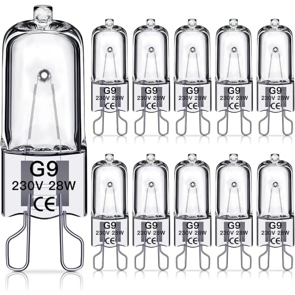 G9 halogenlampor 60W, 230V, 10-pack