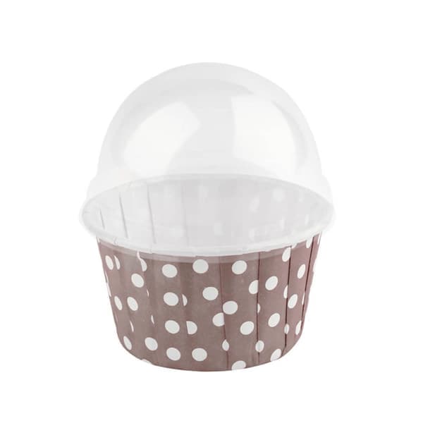 100 st Mini Cupcake Liner Papper Runda Kakformar Muffinsformar med Lock Kaffe