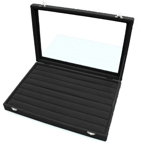 QD-Ringbox Smyckesförvaring Sammet Display Smyckeskrin Med 7 Fack