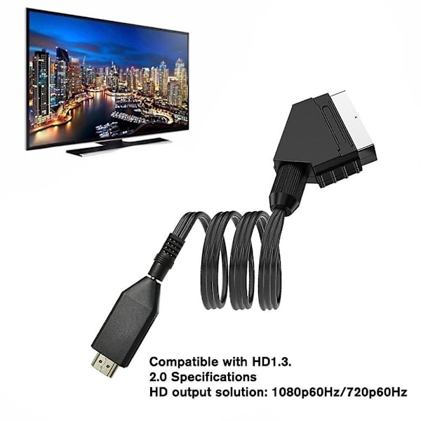 QD-Bærbar HDMI til SCART-konverterkabel Video Lyd Adapterkabel for {FW} SCART HD