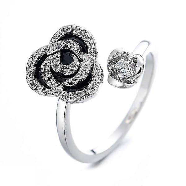 Anxiety Rings Adjustable Open Rings Flower Shaped Rings With Zircon A A