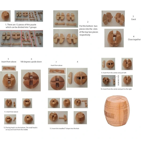 Voksen håndlaget kruttønne trepuslespill voksen interlocking 3D