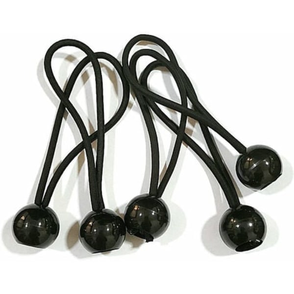 /QUN/ 13 cm sort plastikkugle elastisk snor til telte, skyggenet, markisefiksering, 10 stk. 3-