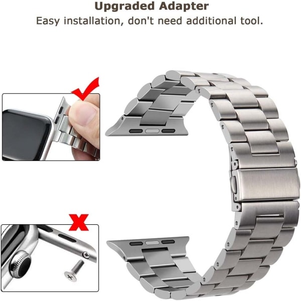 [QD] Kompatibelt Apple Watch-armband 42mm-44mm, ersättningsarmband i rostfritt stål - 42-44mm silver