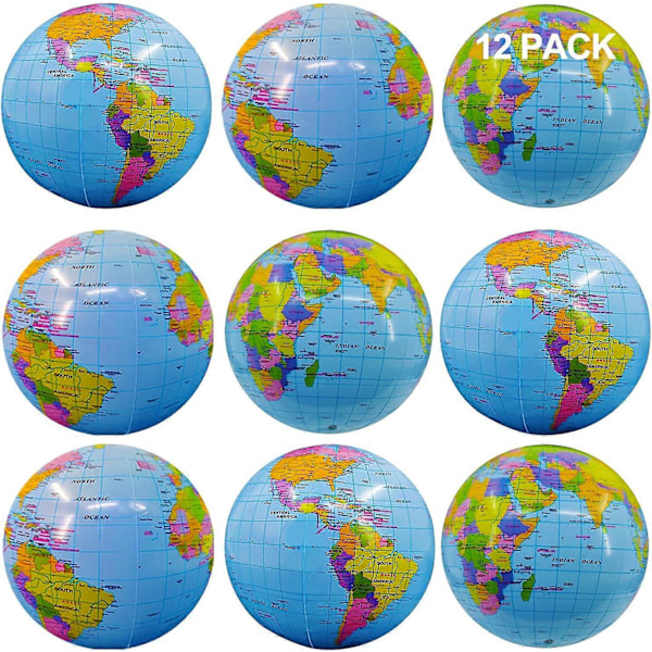 12-pack Uppblåsbara Strandbollar Storpack Jumbo 16\" Världsklot Poolleksaker Bollar for_ufo