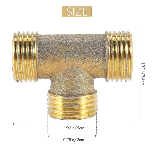 Messing T-form Vann Drivstoffrør Lik Mannlig T-adapter Kobling 1/2\" Gjenget