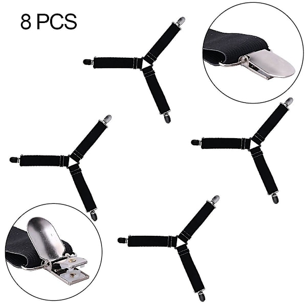 Lakenfester, 8 stk Justerbare Elastiske Selestropper Gripeholder_ufo