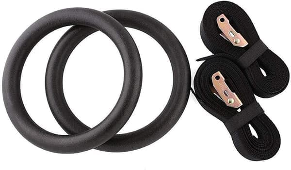 ABS gymnastikringe med 28 mm umarkerede stropper - sorte
