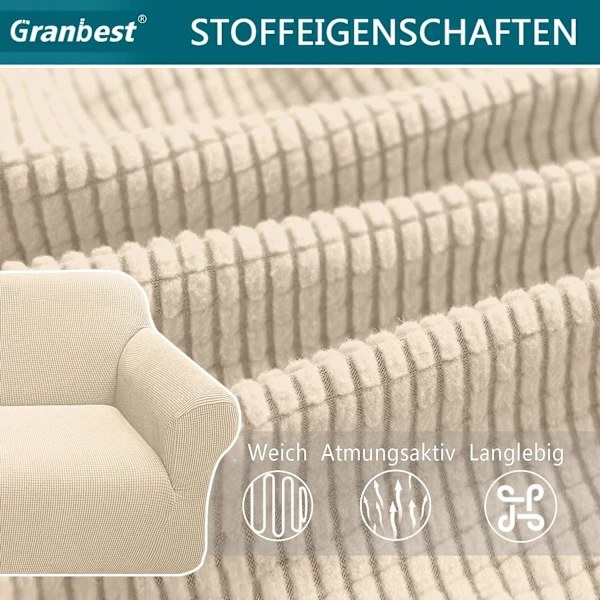 Beige 3-personers moderne sofabetræk, i Jacquard, elastisk, til