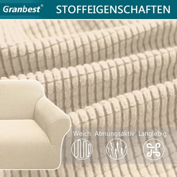 Beige 3-seters moderne sofatrekk, i Jacquard, elastisk, for