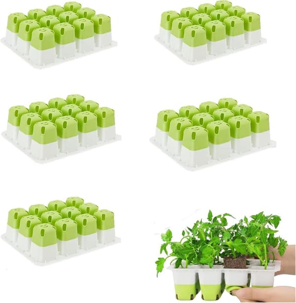 5-pack Silicone Seed Starter, Plant Trays with Pop-Out Cells 60 pcs, Indoor Cultivation