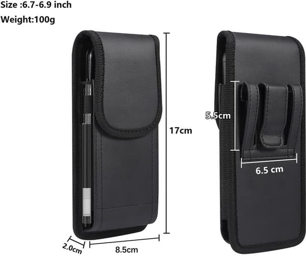 Mavetaske, 2-pak, 17x8,5x2cm, Bælteklips, til Telefon, Sort, til Vandring