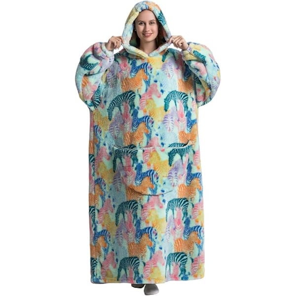[QD] Förlängd Hoodie-filt, Överdimensionerad Ultra Mjuk Varm Bärbar Huvtröja Filt, One Size Passar Alla Vuxna Män Kvinnor