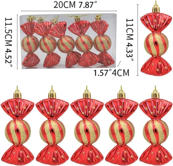 Julgranskulor 5-pack - Glittergodis med Snöre - För Jul/Halloween