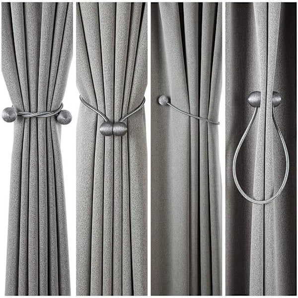 Magneettiset verhonpidikkeet hopeanharmaa 8-pakkaus˜QD