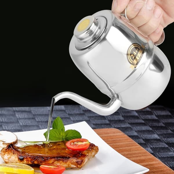 Oliekande i rustfrit stål, eddikeflaske, krydderidispenser til hjemmerestaurantkøkken, 24 oz