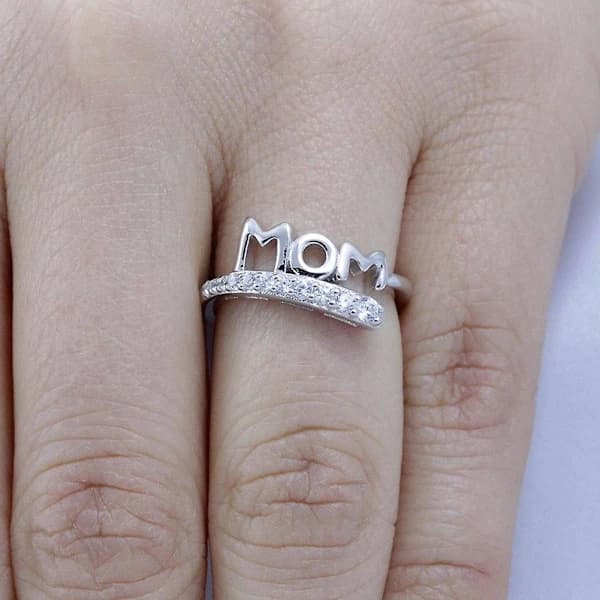 Mode Zircon Indlæg Hul Mor Bogstav Finger Ring Mors Dags gaver US 7