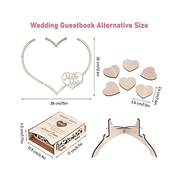 Bröllop gästbok, gästbok med trä hjärta Drop Box Bröllopsfest, bröllop och mottagning Deco
