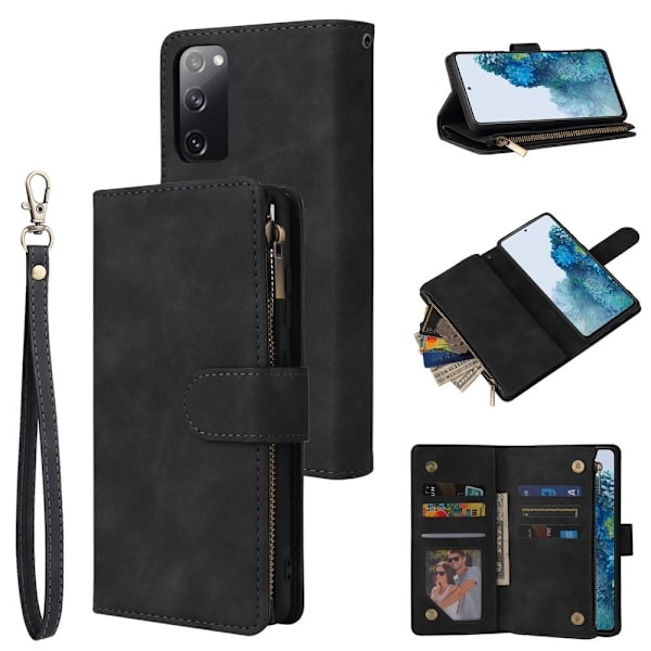 Samsung Galaxy S20 FE - Multifunktionelt Pungcover - Sort Sort Sort Black*QN