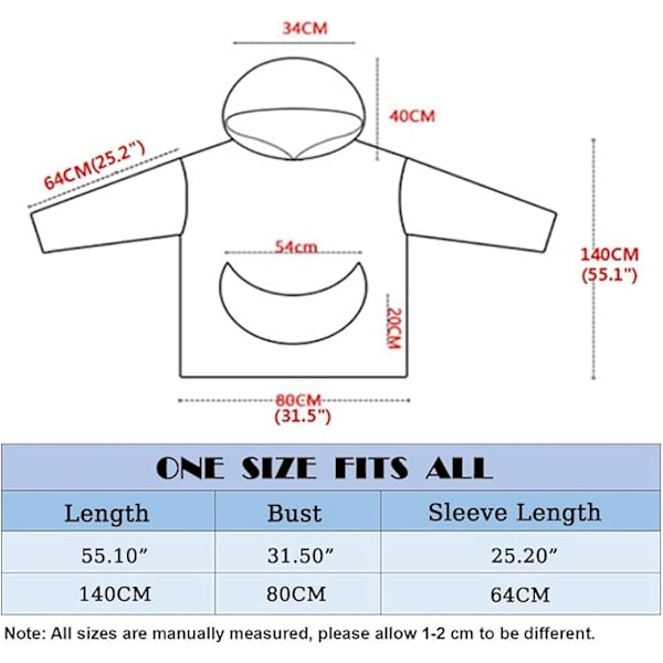 [QD] Förlängd Hoodie-filt, Överdimensionerad Ultra Mjuk Varm Bärbar Huvtröja Filt, One Size Passar Alla Vuxna Män Kvinnor