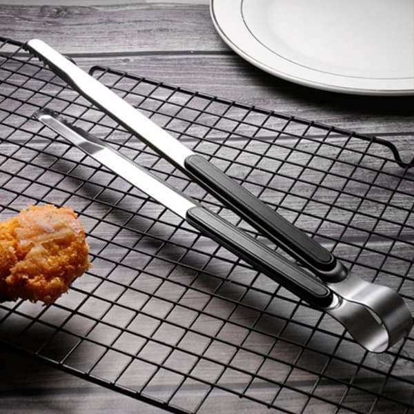 Madlavningstang Rustfrit stål BBQ Steak Clip 25,5 cm Sort