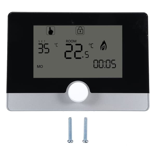 Programmerbar termostat temperaturregulator för väggmonterad värmepanna Vit