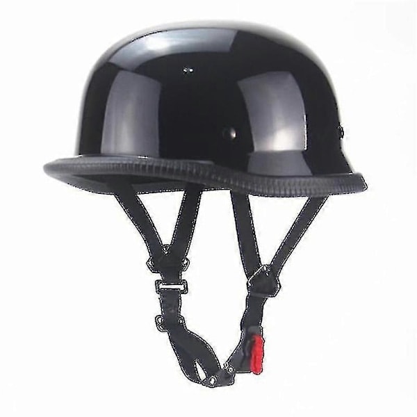 QD-Vintage Motorcykel Cruiser Halvhjelm Tysk {DB} Blank Sort Bright Black XL